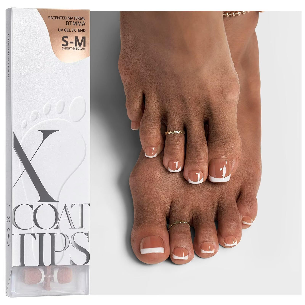 BTArtboxnails XCOATTIPS puntas francesas para dedos del pie ajuste perfecto