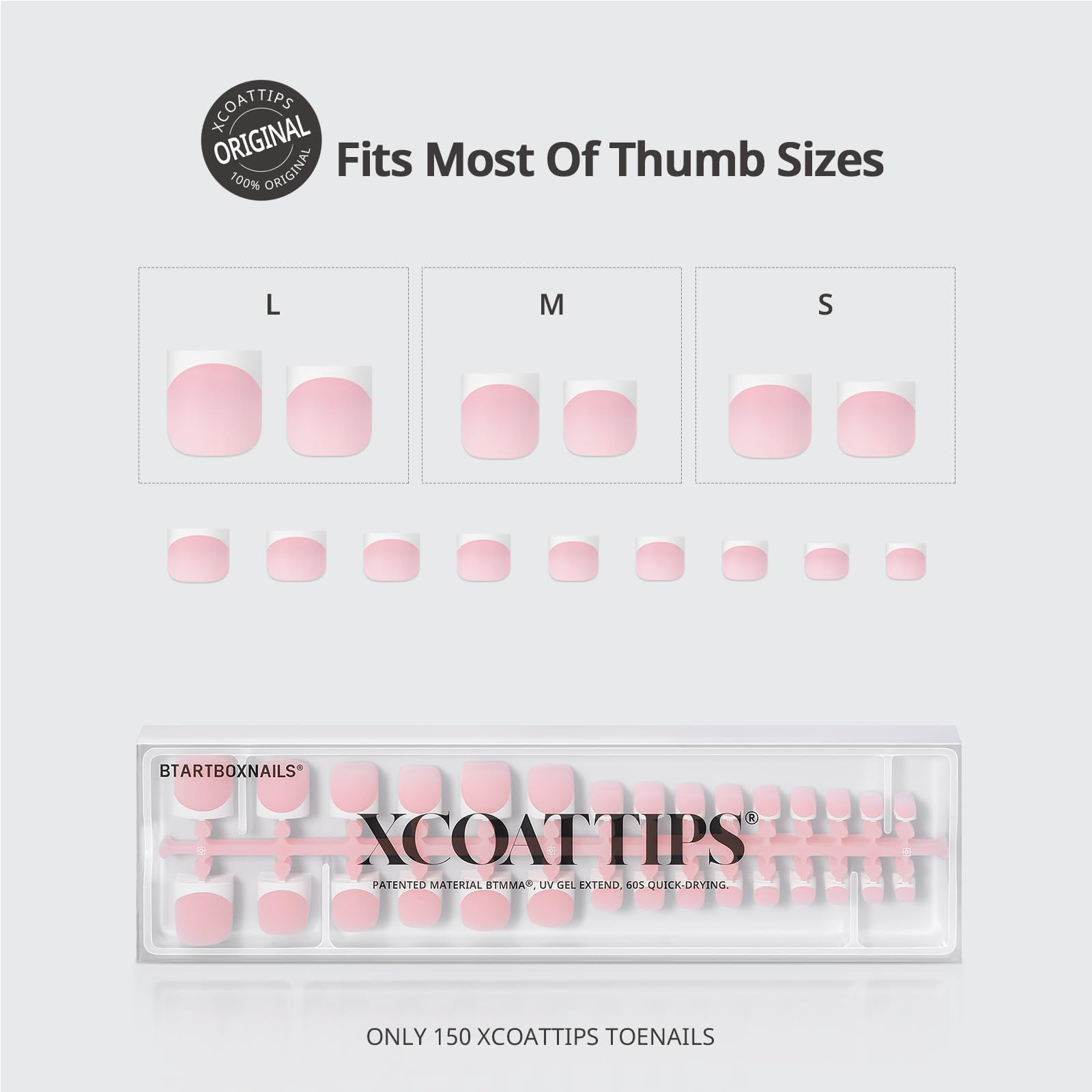 BTArtboxnails XCOATTIPS: seis tallas para ajuste preciso en el dedo gordo
