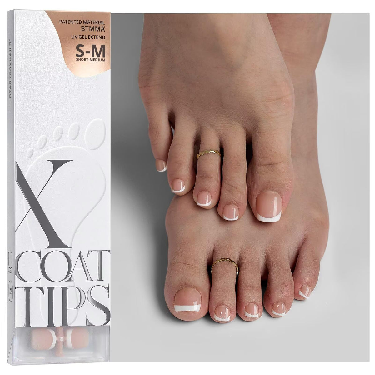 BTArtboxnails XCOATTIPS: uña francesa para dedo grande, aspecto natural y elegante.