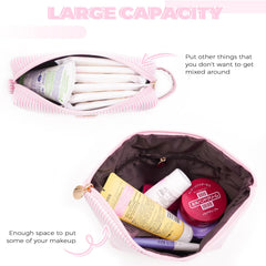 Btffitting doble bolso cosméticos rosa, mantiene ordenado el maquillaje durante viajes.