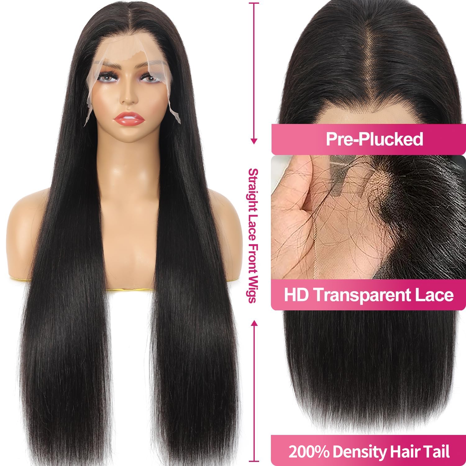 Peluca Btomar 13x6 frente encaje hd para estilo natural con volumen.