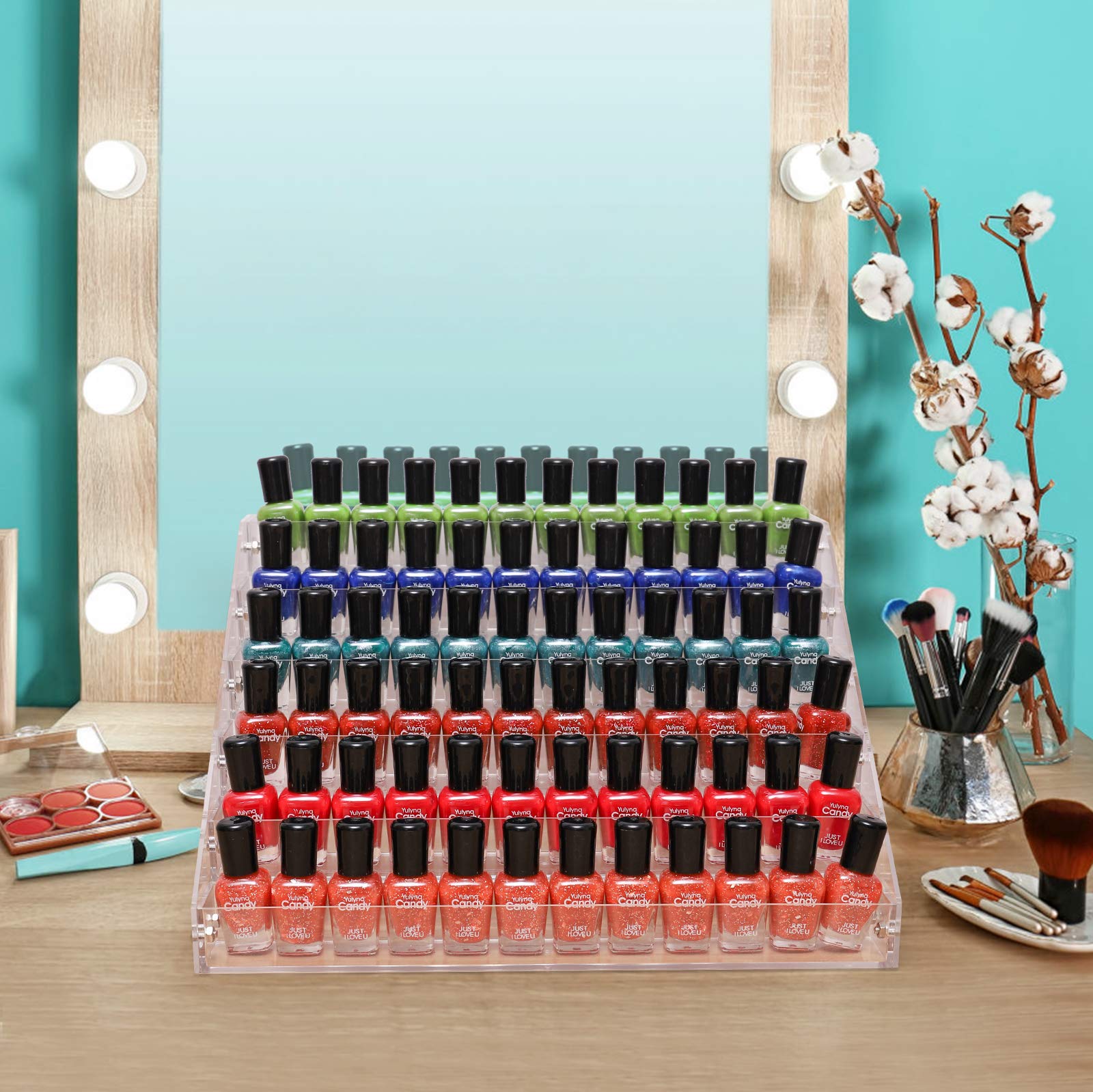 Exhibidor acrílico BTremary para cosméticos y esmaltes, con seis repisas para mejor visibilidad