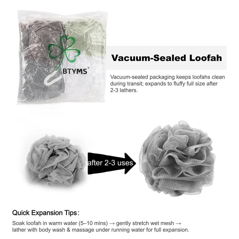 BTYMS empaque al vacío mantiene lufa lista para usar.