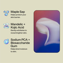 Bubble Skincare ácido mandelico exfoliación suave, revela luminosidad de la piel.