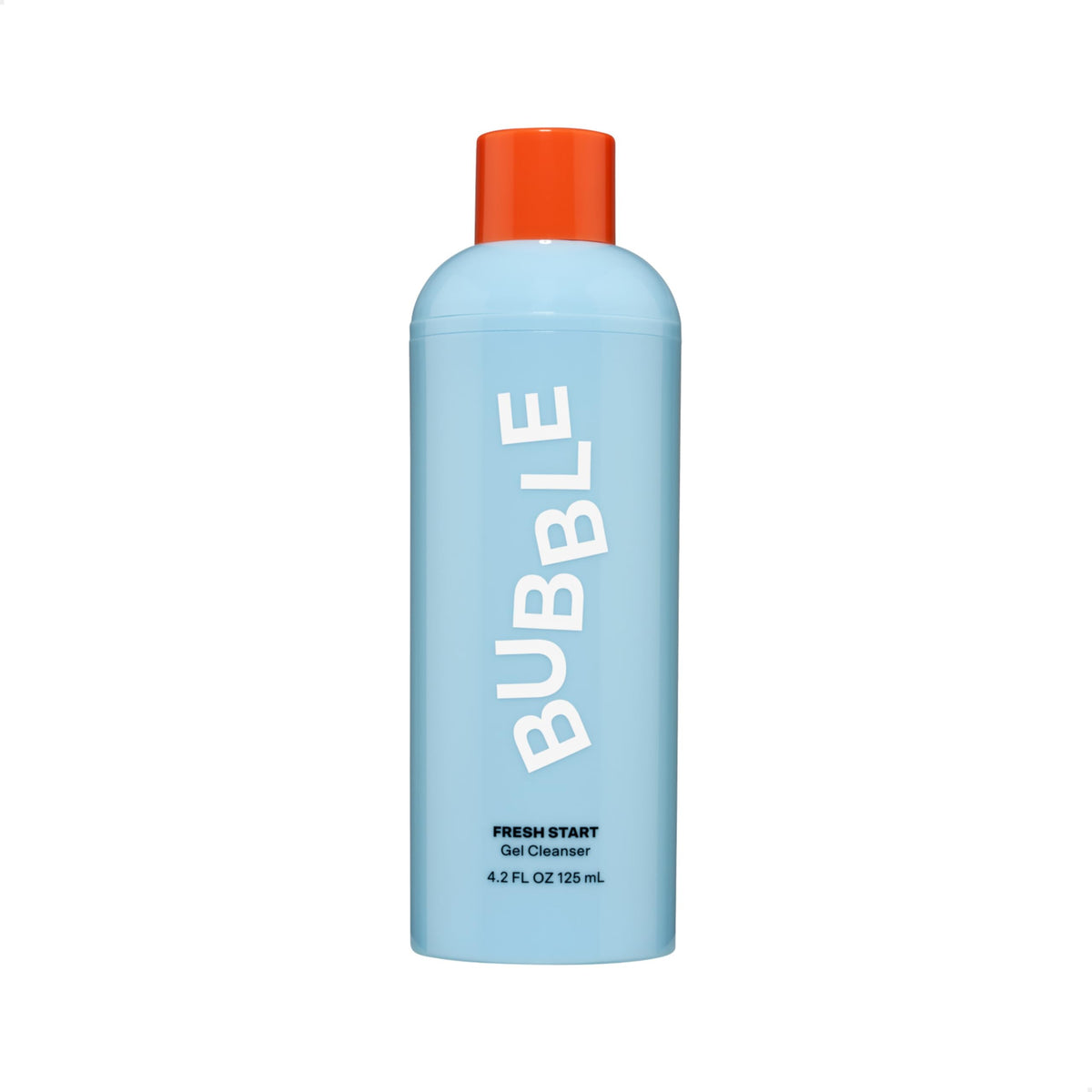 Bubble Skincare Fresh Start Gel en la palma durante la limpieza diaria.