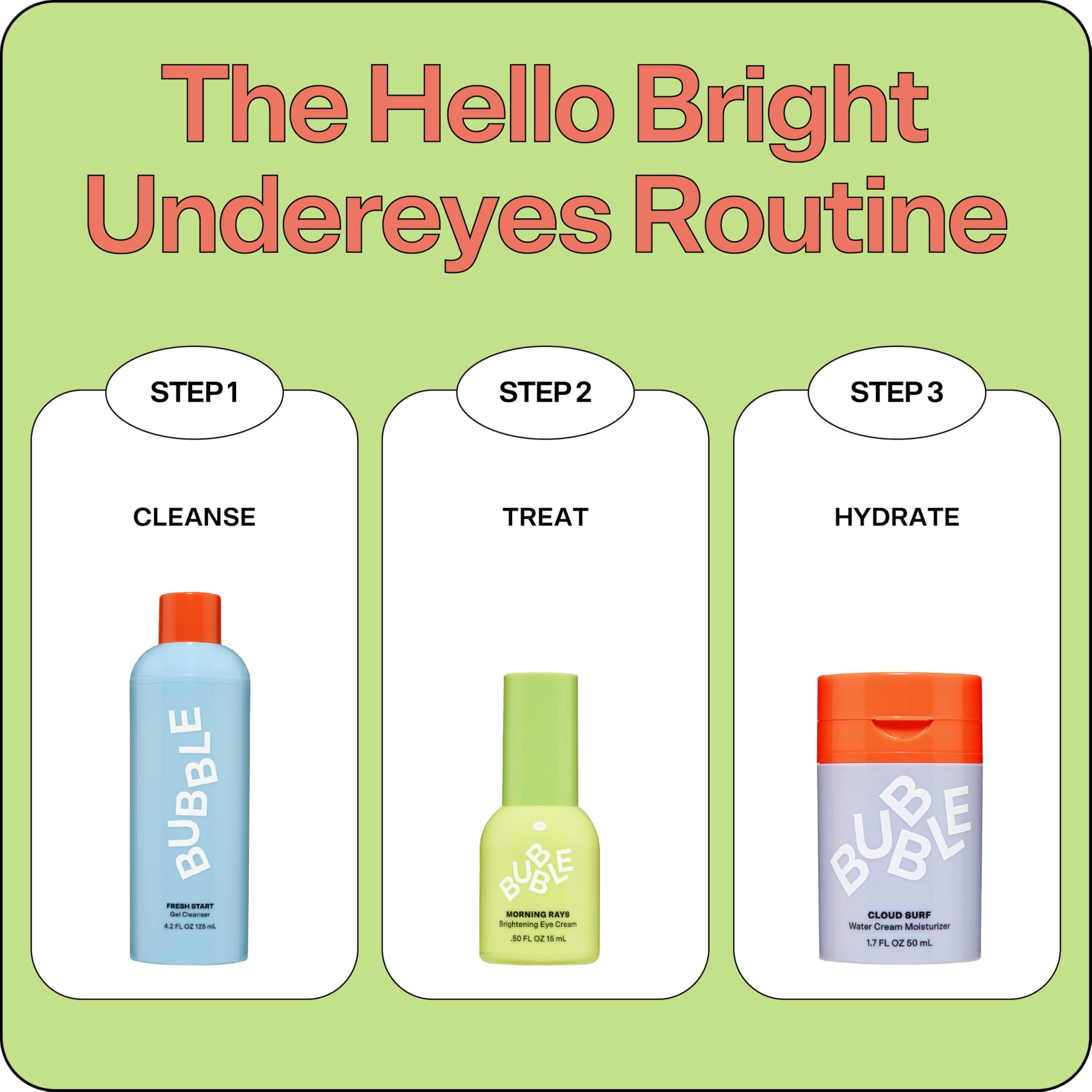 Green tea extract visual highlights antioxidant soothing properties in Bubble Skincare.