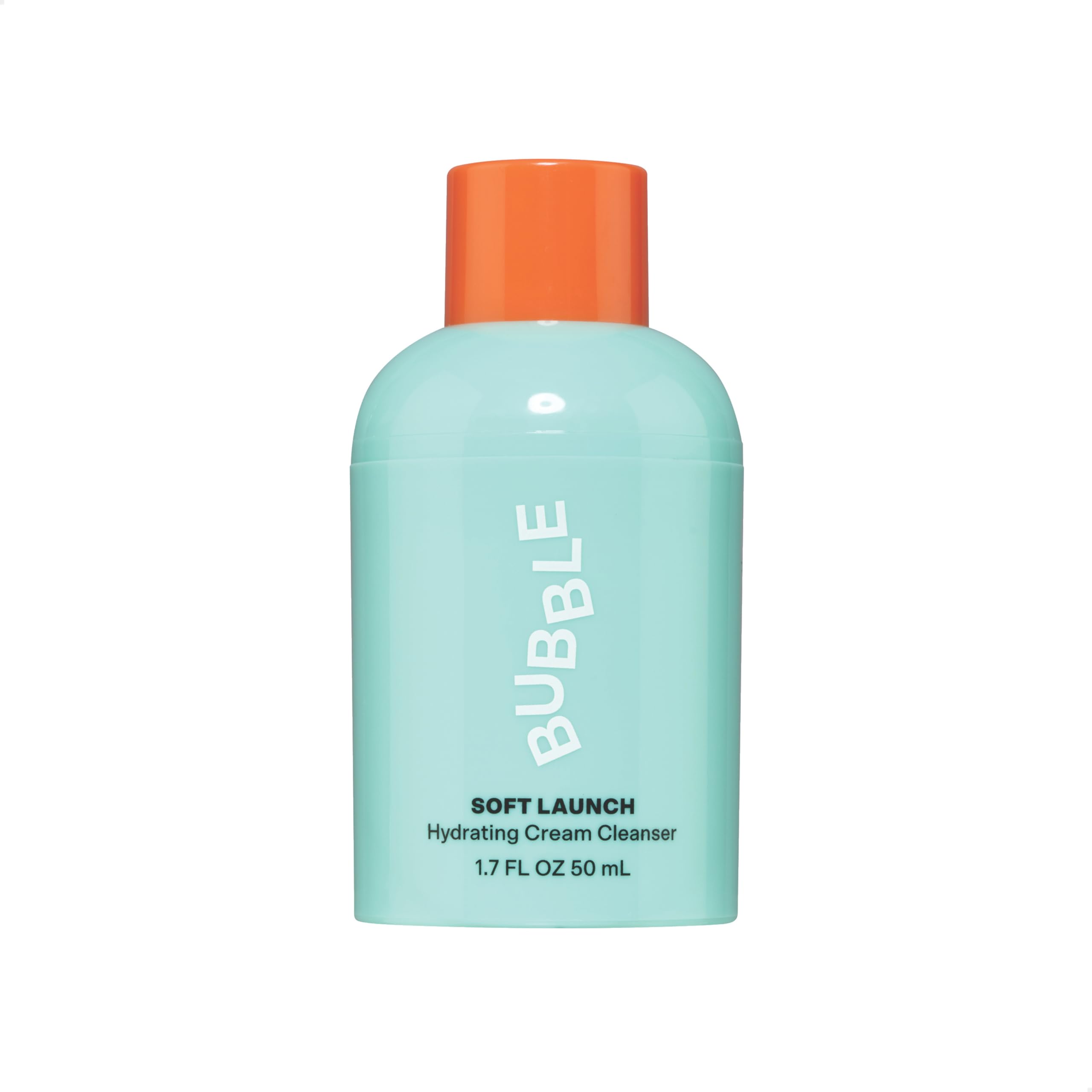Bubble Skincare Soft Launch Cream Cleanser: botella frontal para uso diario suave en piel seca
