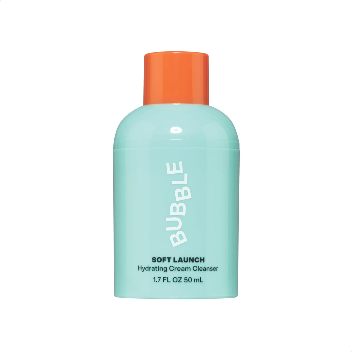Bubble Skincare Soft Launch Cream Cleanser: botella frontal para uso diario suave en piel seca