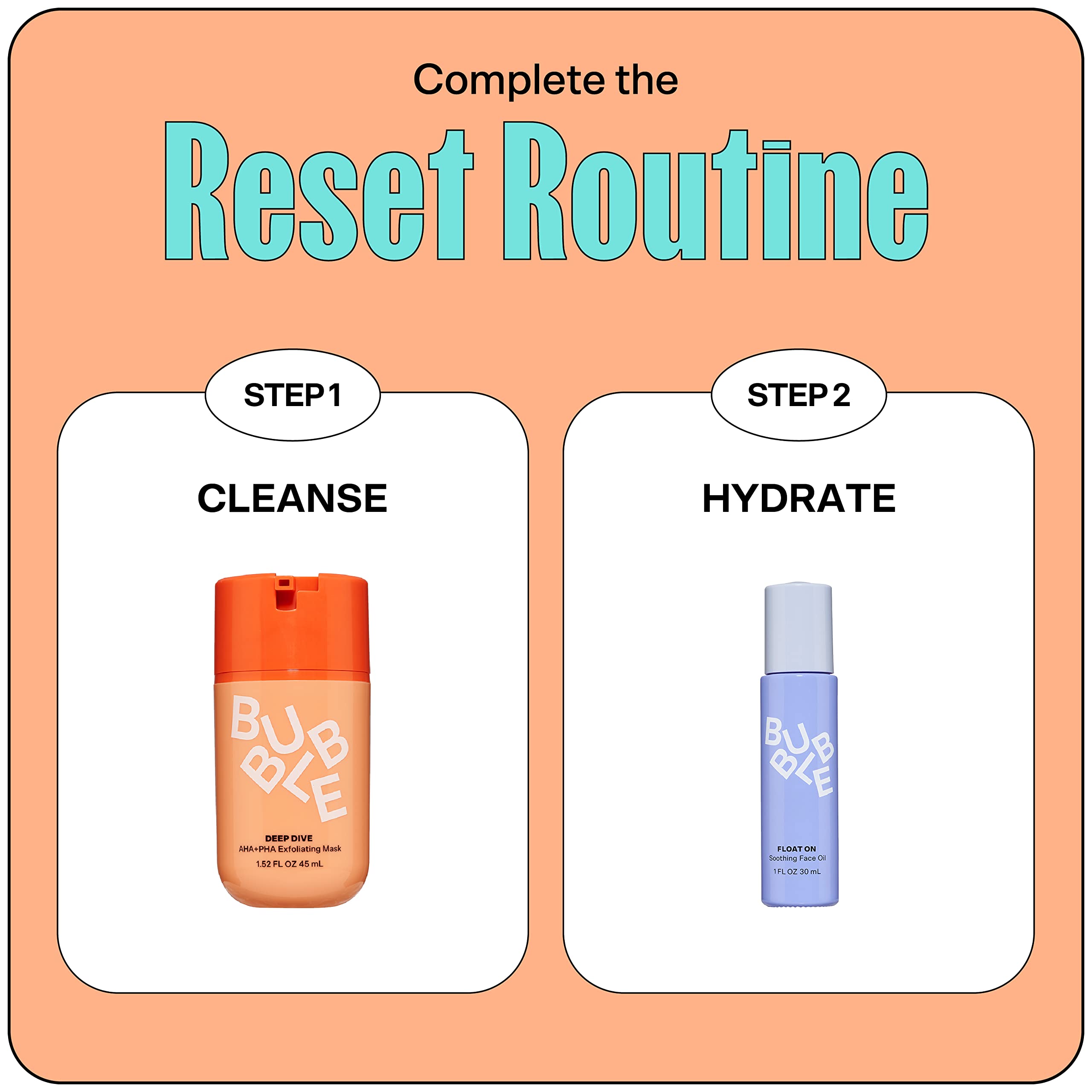 Bubble Skincare uso semanal para un reset de la piel durante la noche.