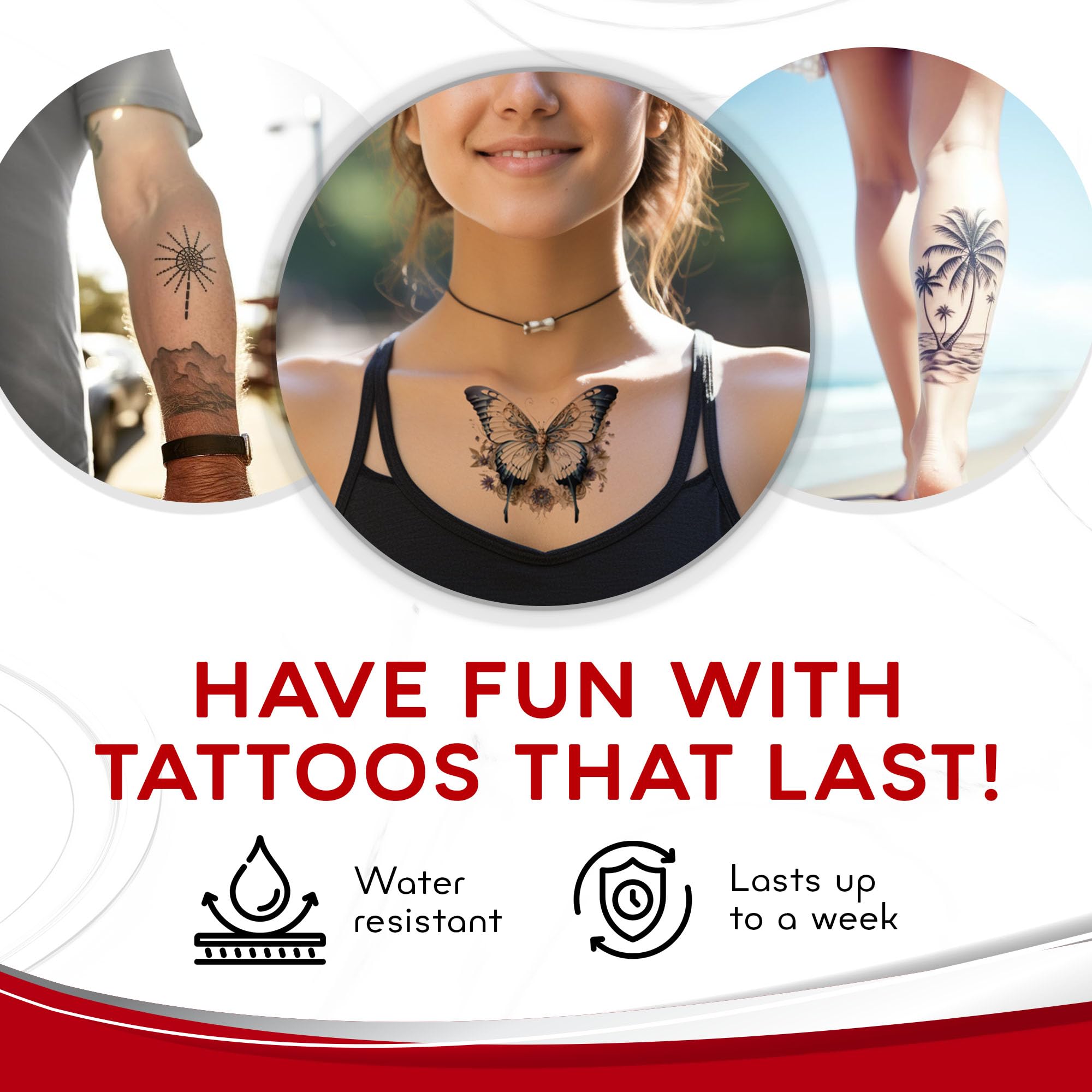BubblePop! tatuajes resistentes al agua con colores vivos.