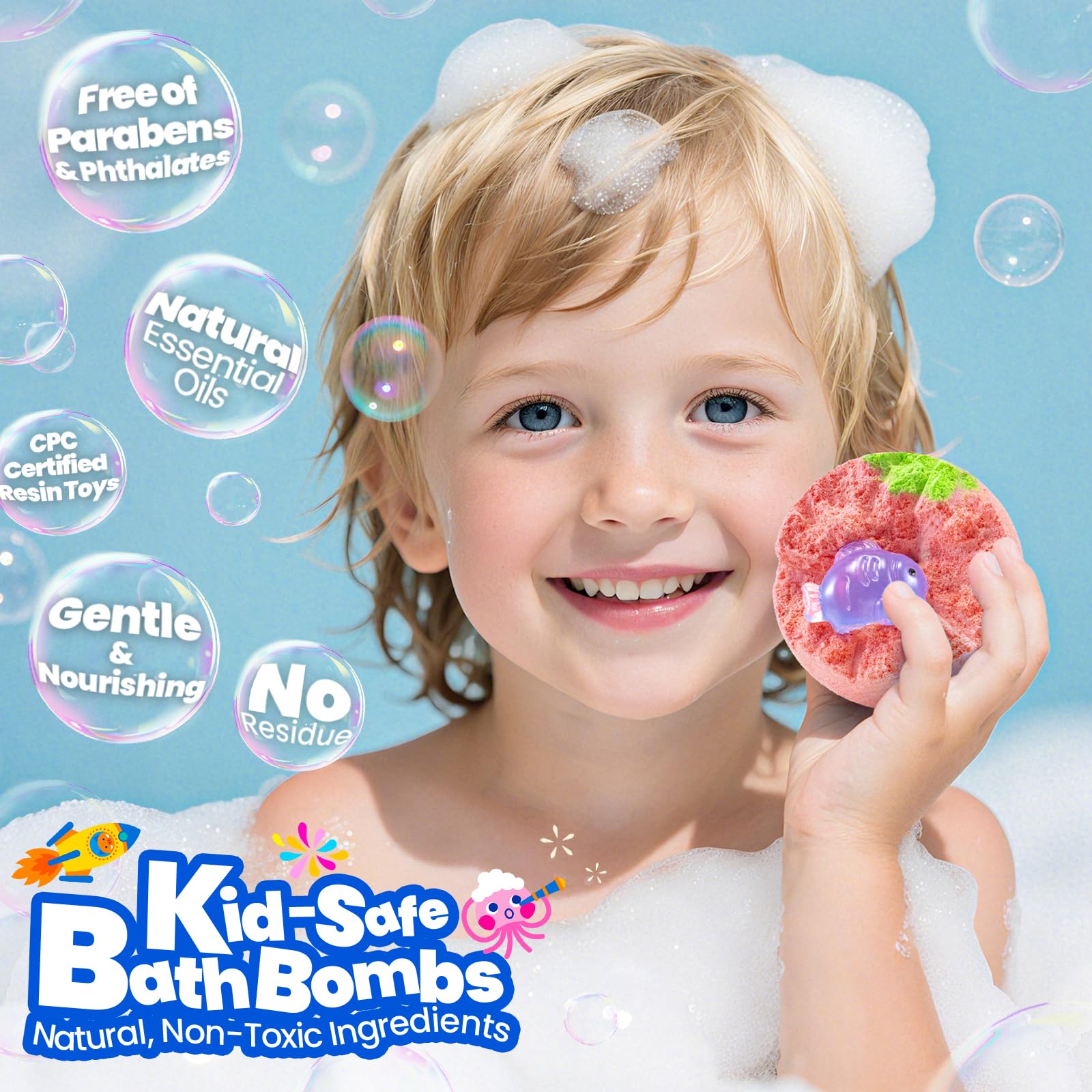 BubbleTail bomba de baño de 1-8-pulgadas revela juguete sorpresa en cada uso.