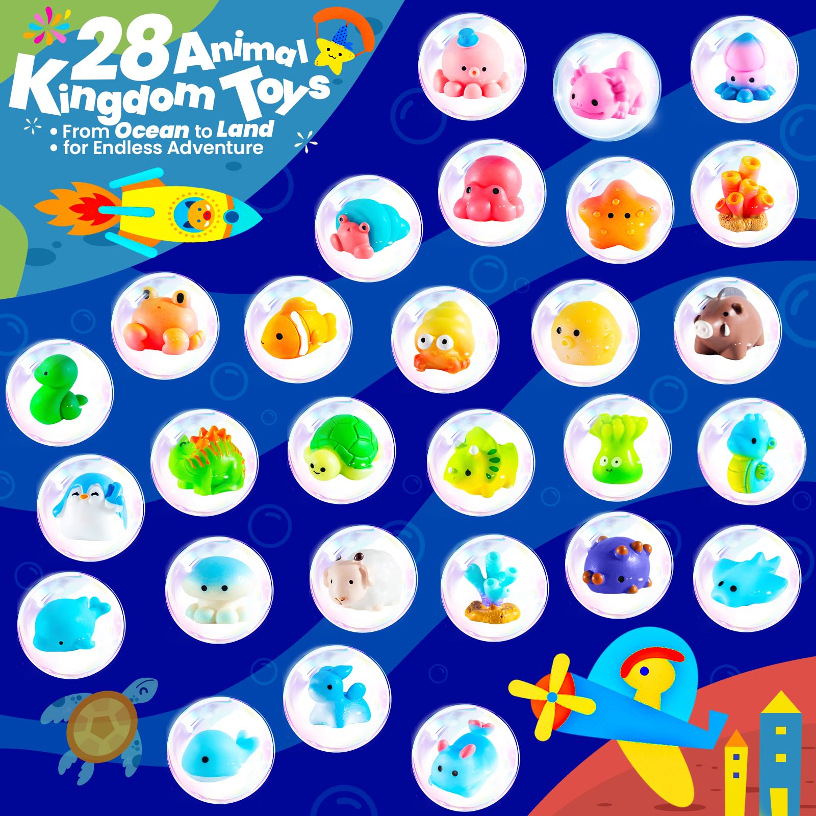 BubbleTail bomba de baño con figuras animales coleccionables para descubrir y sonreír.