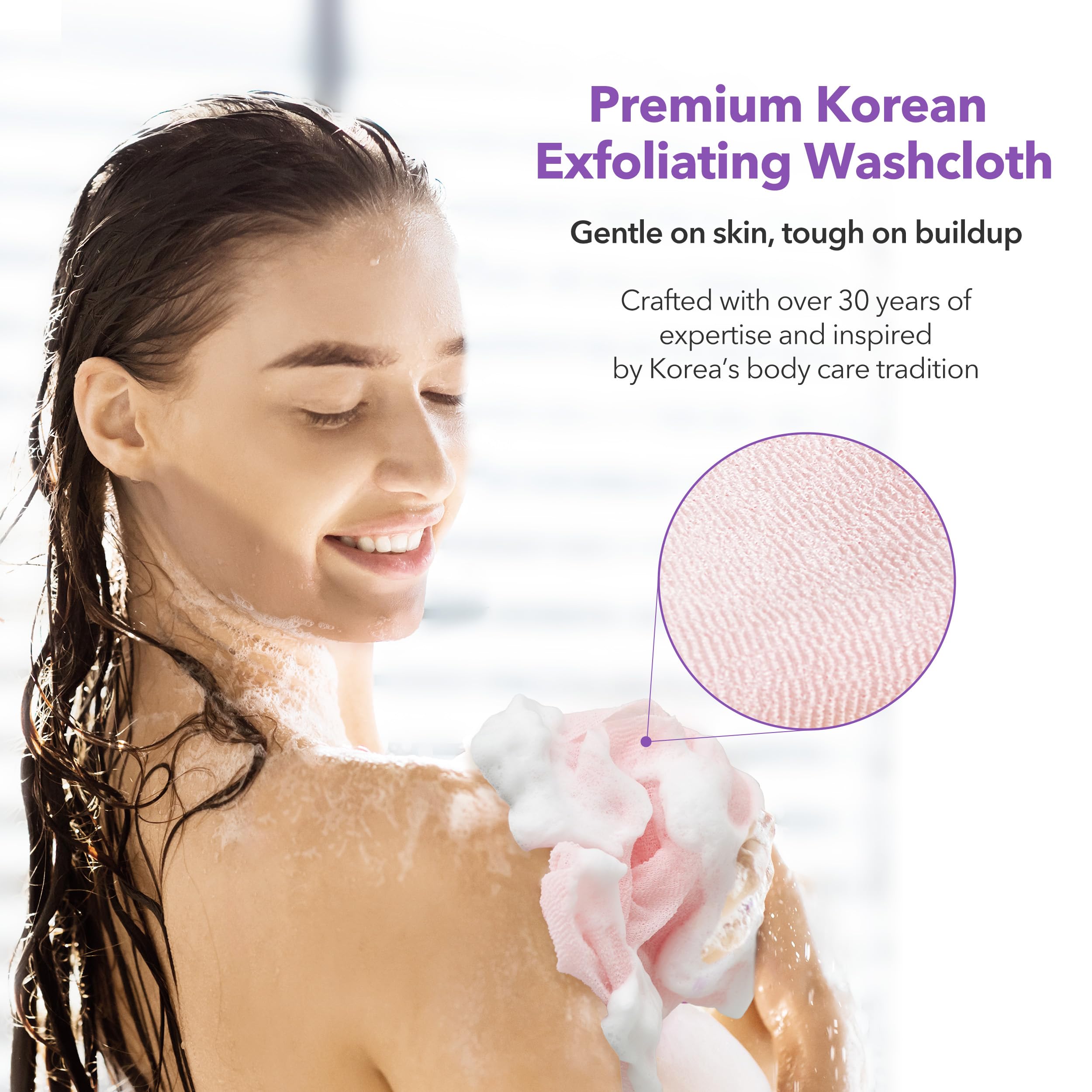 BubblyMe exfoliación espalda para uso diario en la ducha.