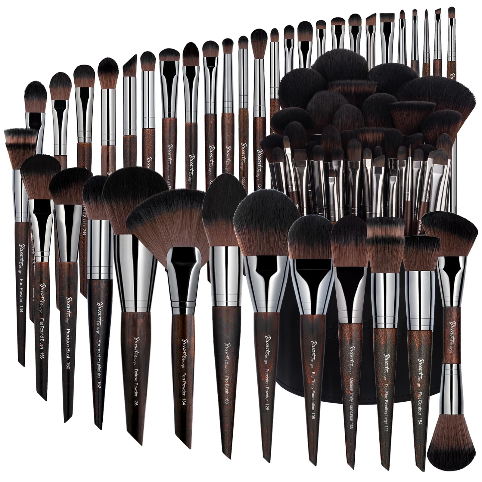 Conjunto de 38 brochas Bueart Design con estuche grande para organización y viaje.