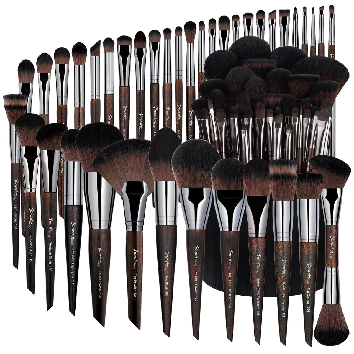 Conjunto de 38 brochas Bueart Design con estuche grande para organización y viaje.