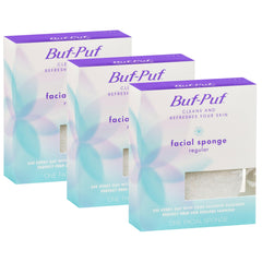 Buf-Puf esponja facial blanca para limpieza suave diaria.