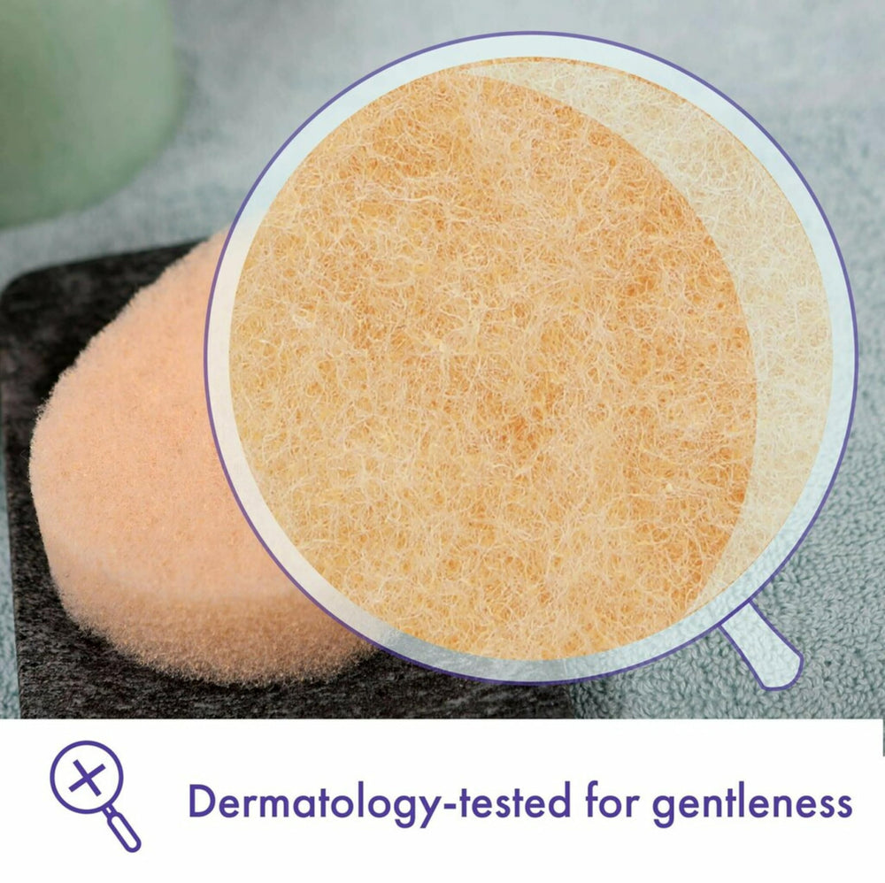 Buf-Puf esponja facial elimina maquillaje y suciedad con exfoliación suave.