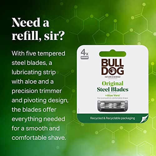 Banda lubricante con aloe de Bulldog para mayor suavidad durante el afeitado.