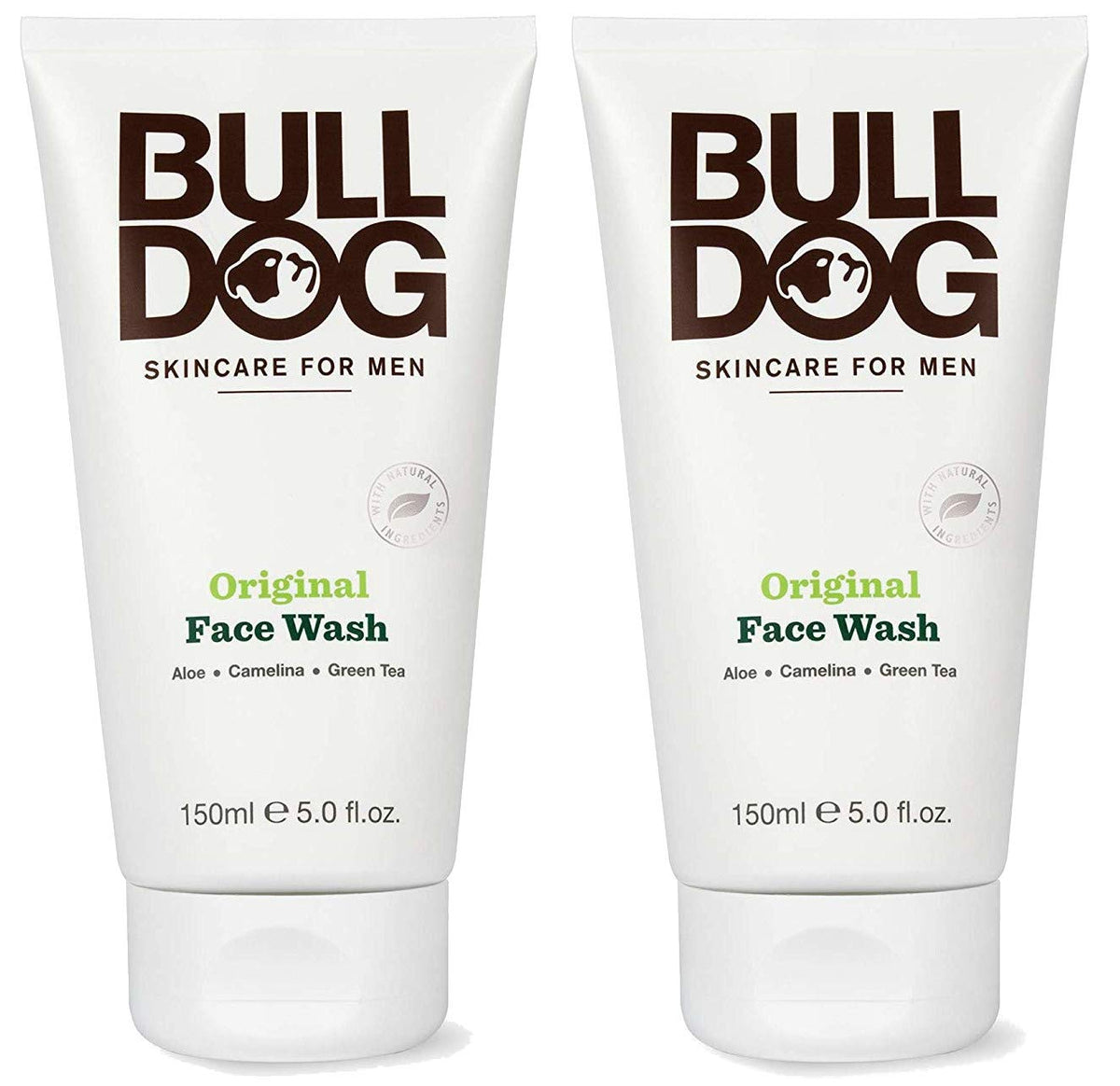 Bulldog limpiador facial original para hombres en botella doble, limpieza suave y fresca diaria