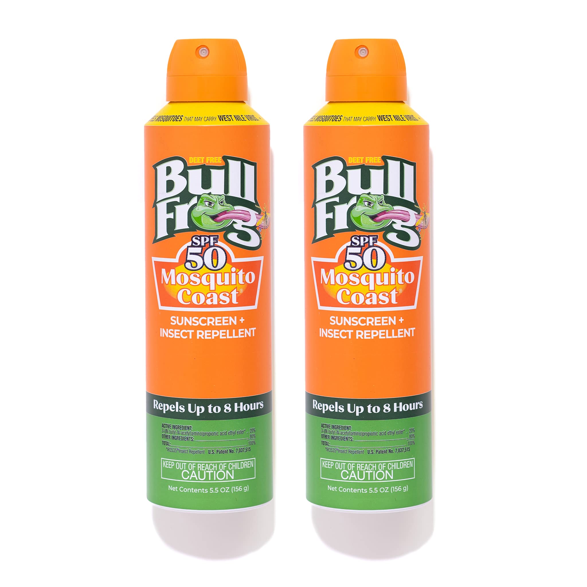 Bullfrog Costa Mosquito SPF50: spray continuo de 5.5 oz para uso 2 en 1.
