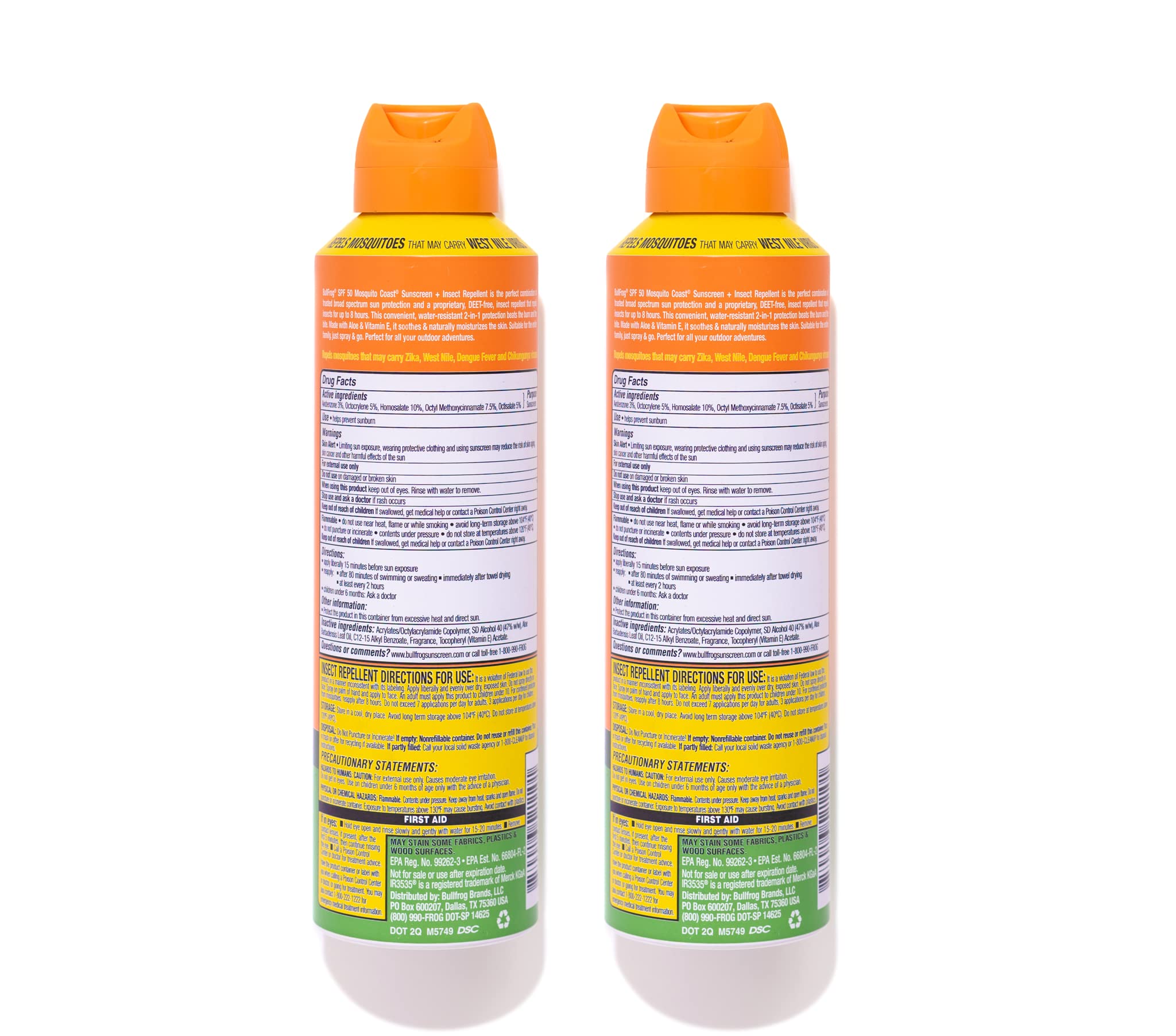 Bullfrog Paquete doble 5.5 oz: protección solar y repelente en un spray.