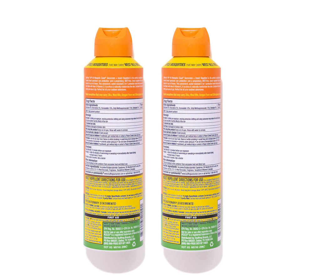 Bullfrog Paquete doble 5.5 oz: protección solar y repelente en un spray.