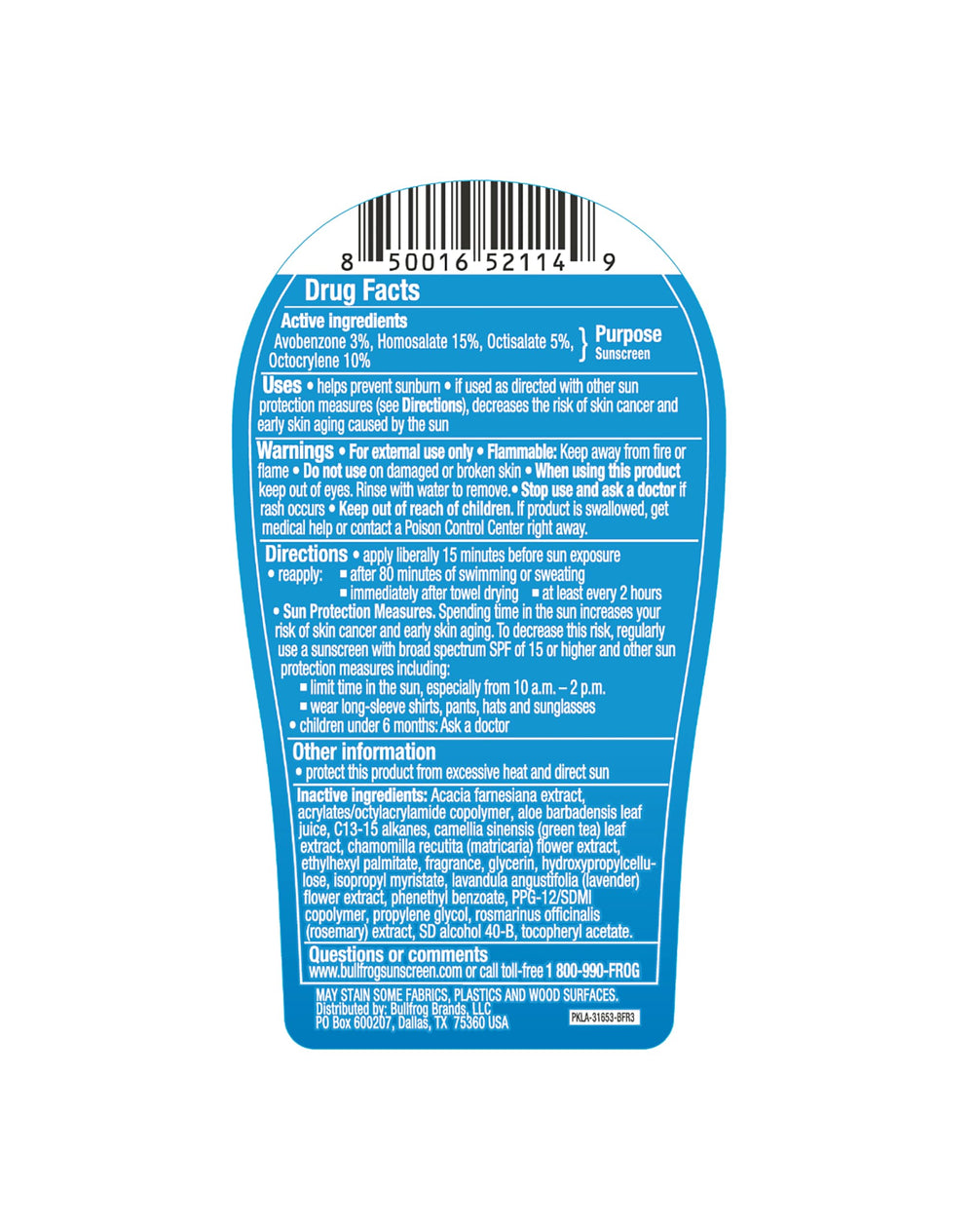 Bullfrog Quik Gel proteccion UV amplia para rostro y cuerpo