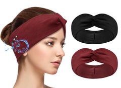 BULYPAZY dos cintas para la cabeza con auriculares en rojo y negro, ideales para entrenamientos