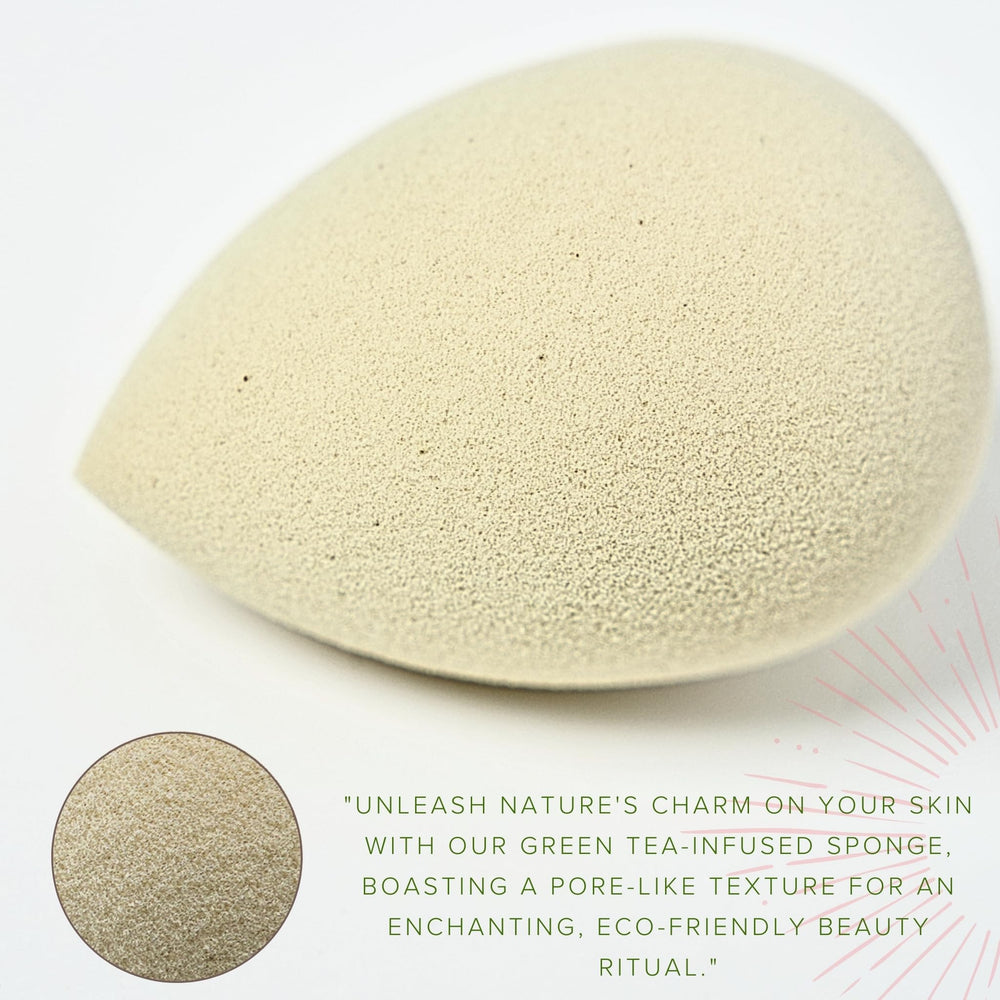 Esponja Bumfuzz té verde sin colorantes y látex, apta para piel sensible.