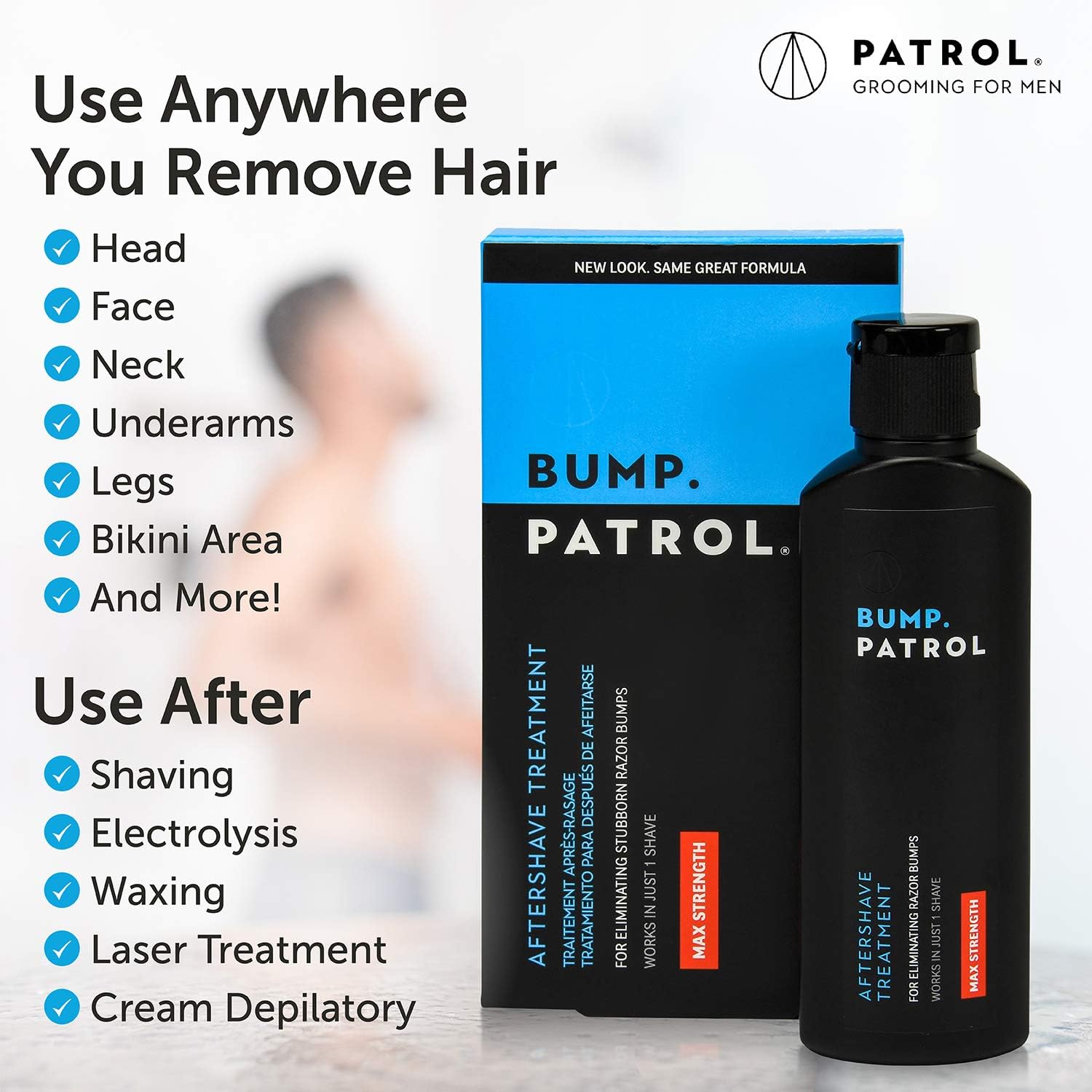Bump Patrol apply aftershave on skin demonstrates easy, fast usage.