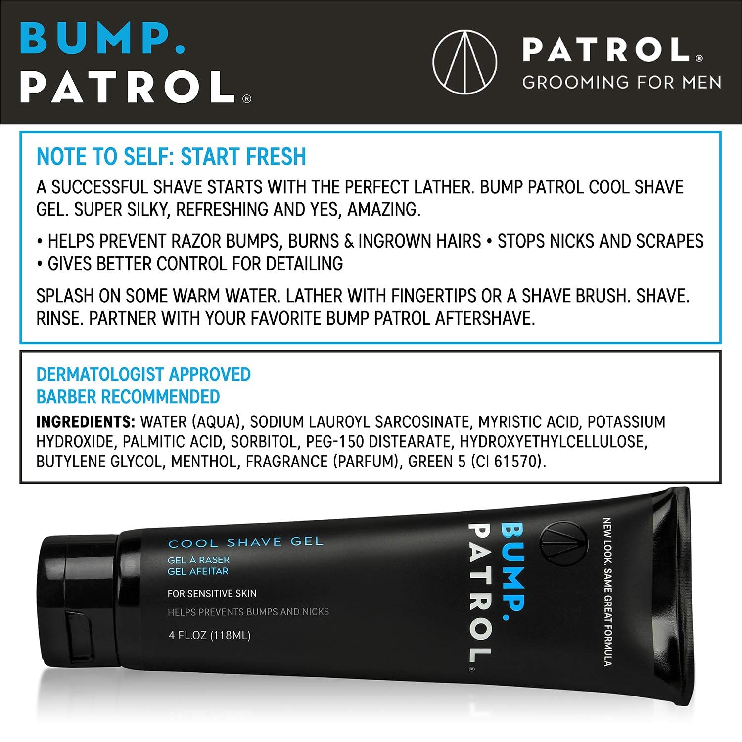 Bump Patrol Cool Shave Gel being applied to skin for smooth glide.