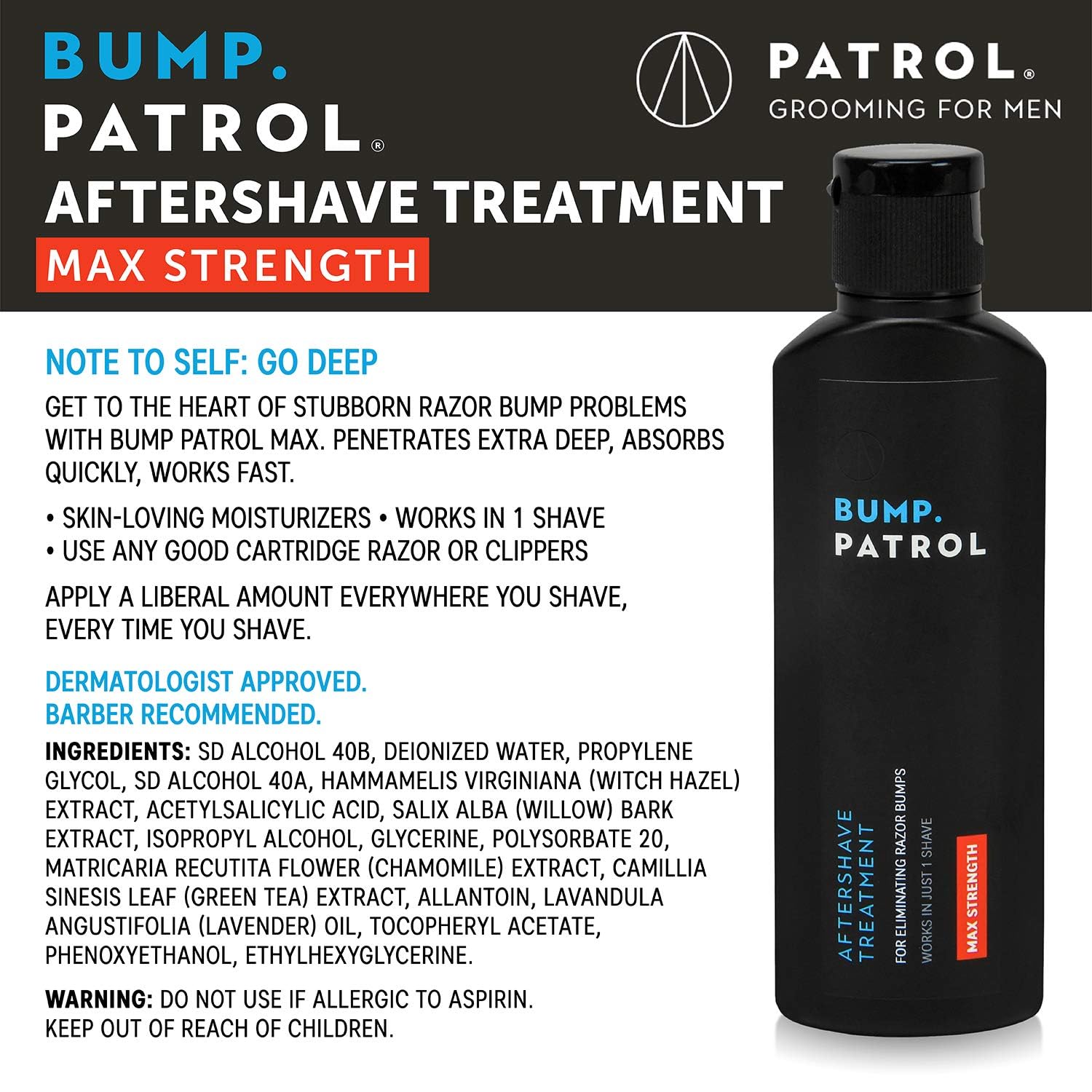 Le pack quatre bouteilles 2oz de Bump Patrol pratique et économique.