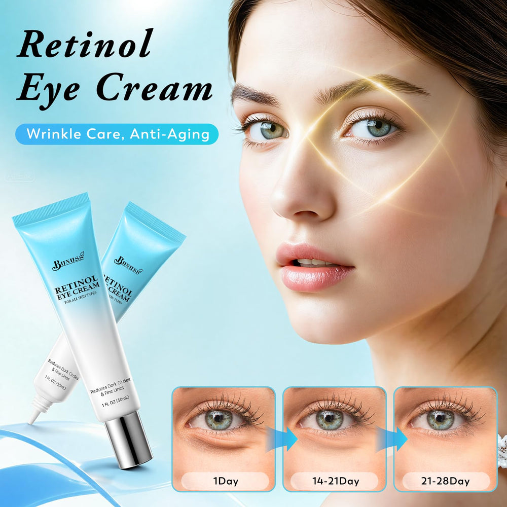 Crema ocular de BUNUSS, textura ligera, absorción rápida.