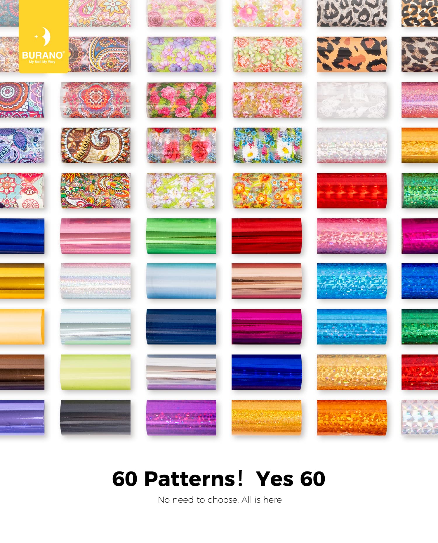 BURANO 60 pegatinas de foil para diseños variados en casa.
