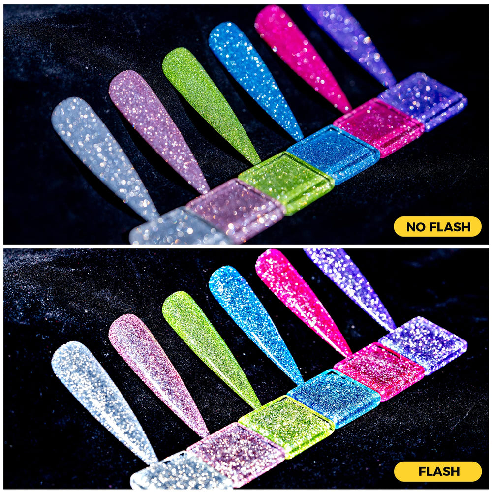 Uñas Burano con brillo holográfico para fotos y look destacado.