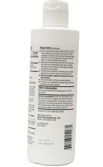 Burelpharma peroxido de benzoilo lavado topico, aplicacion de espuma para piel limpia