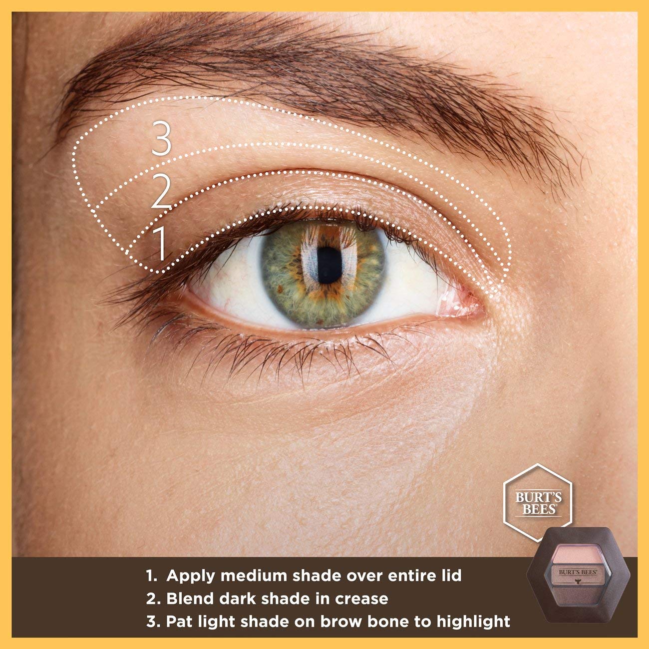 Aplicación con pincel de Burt's Bees, difuminado sencillo.