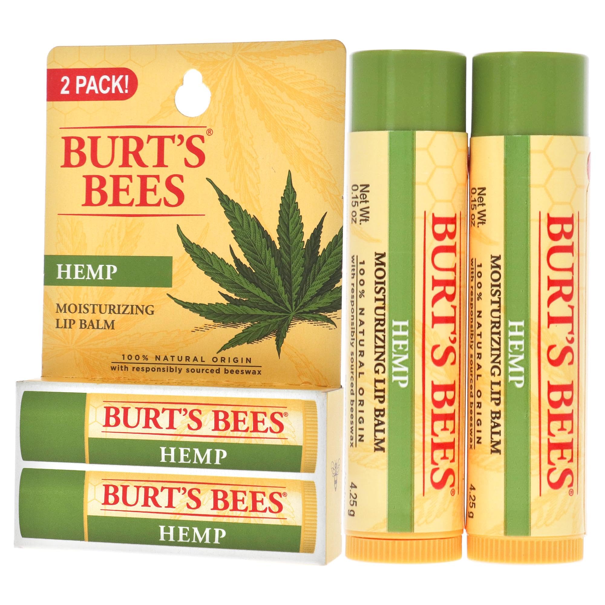 Burts Bees bálsamo labial cáñamo, textura cremosa para confort inmediato