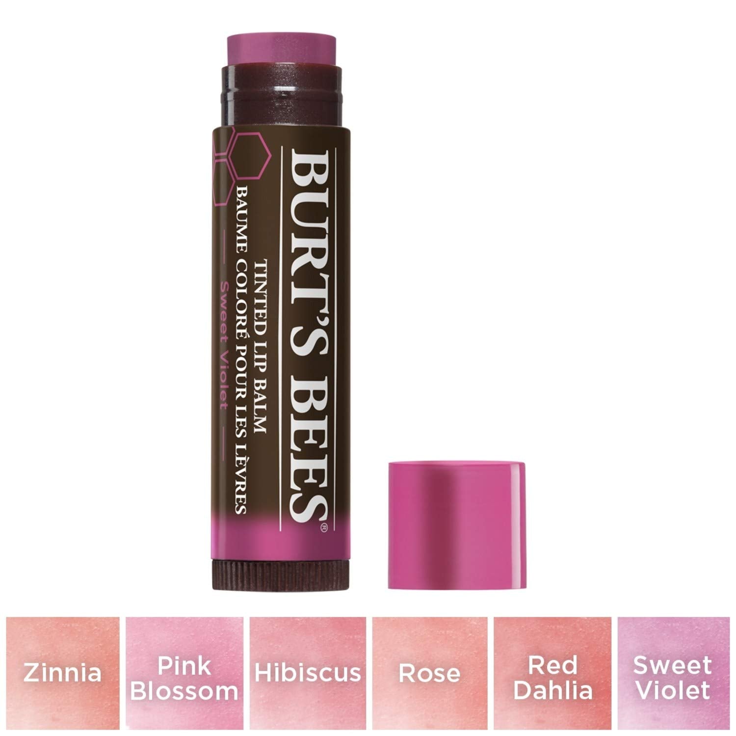 Burt's Bees bálsamo labial tintado violeta dulce, aplicación suave y cómoda