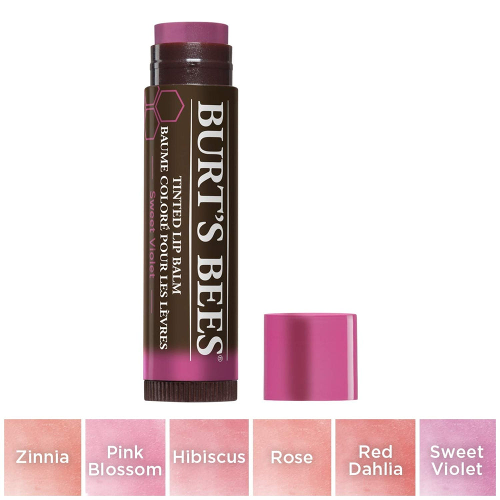 Burt's Bees bálsamo labial tintado violeta dulce, aplicación suave y cómoda