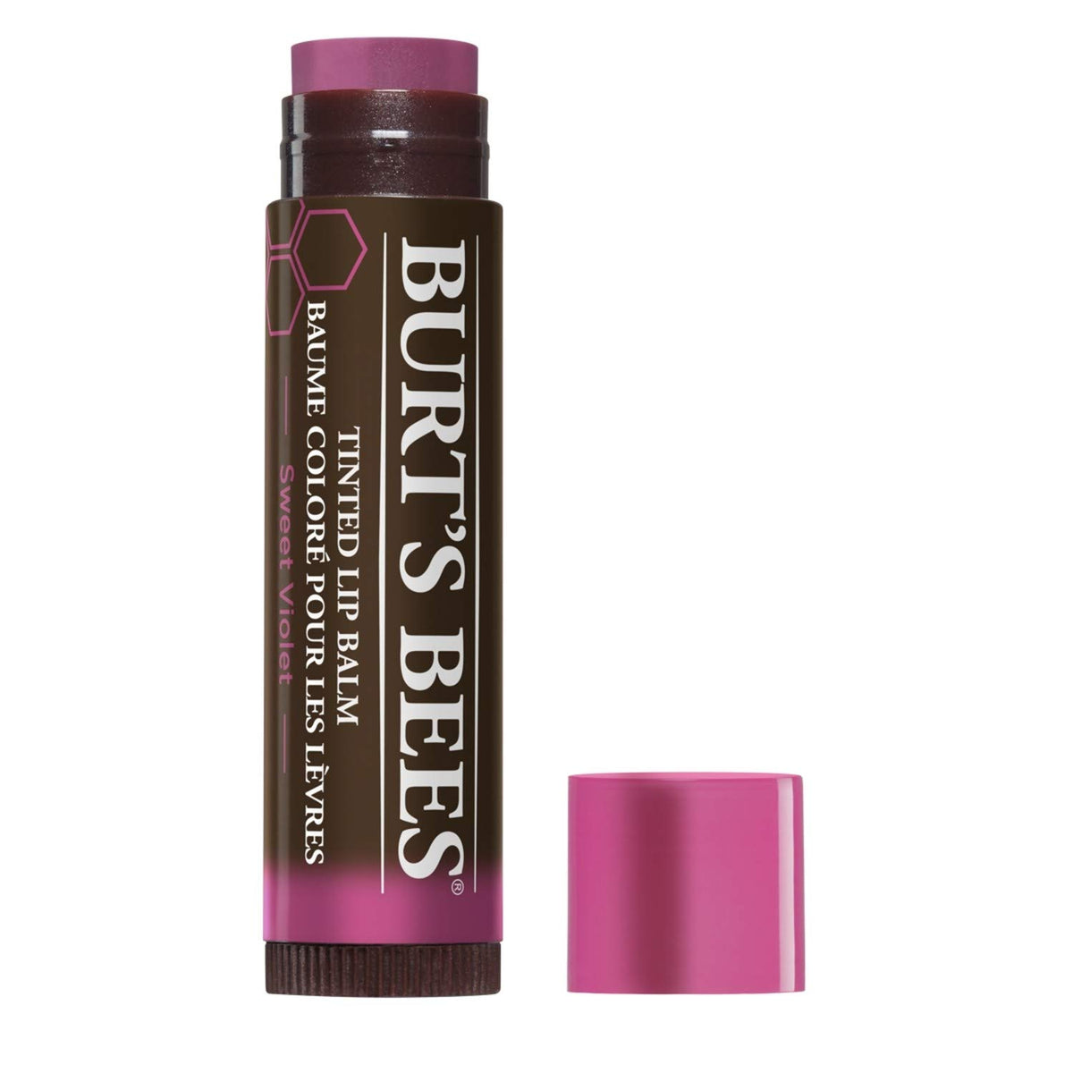 Burt's Bees bálsamo labial tintado violeta dulce, envase reciclable para uso diario