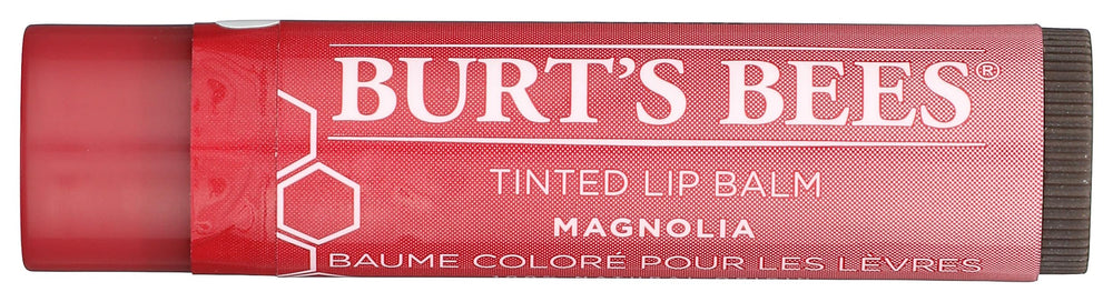 Burts Bees bálsamo labial tintado Magnolia, color natural y hidratación ligera para el día.