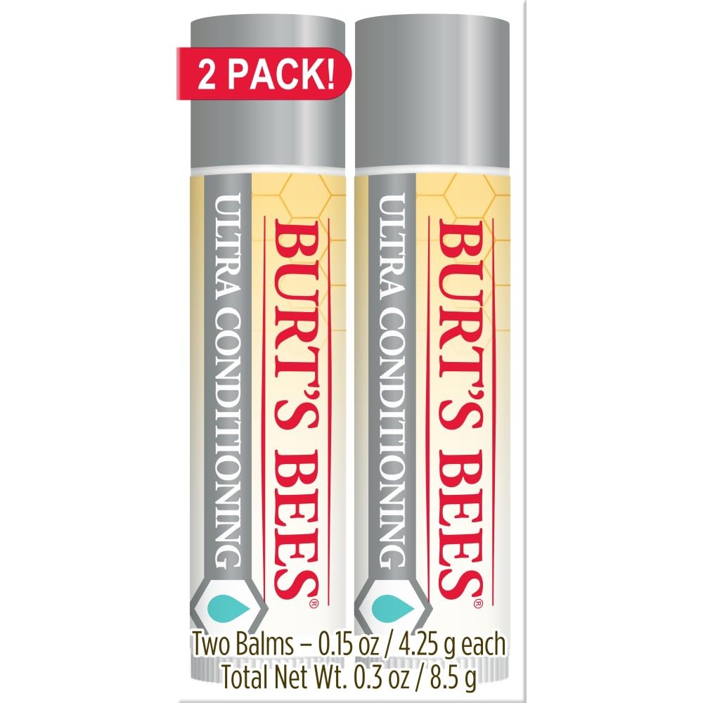 Burt's Bees bálsamo labial Ultra Acondicionador, envase doble para uso diario.