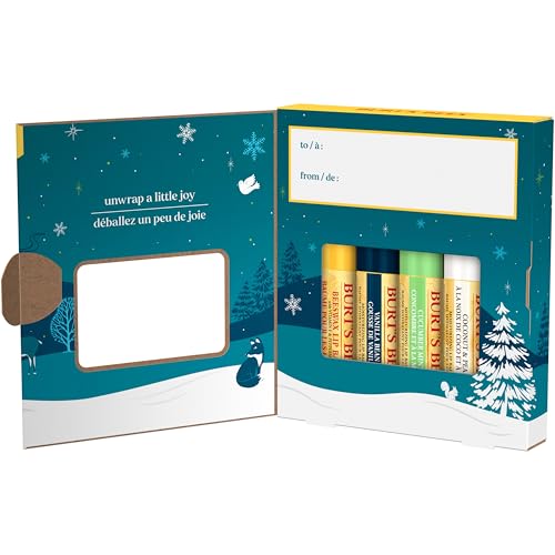 Cesta de regalo Burt's Bees con productos naturales para labios.