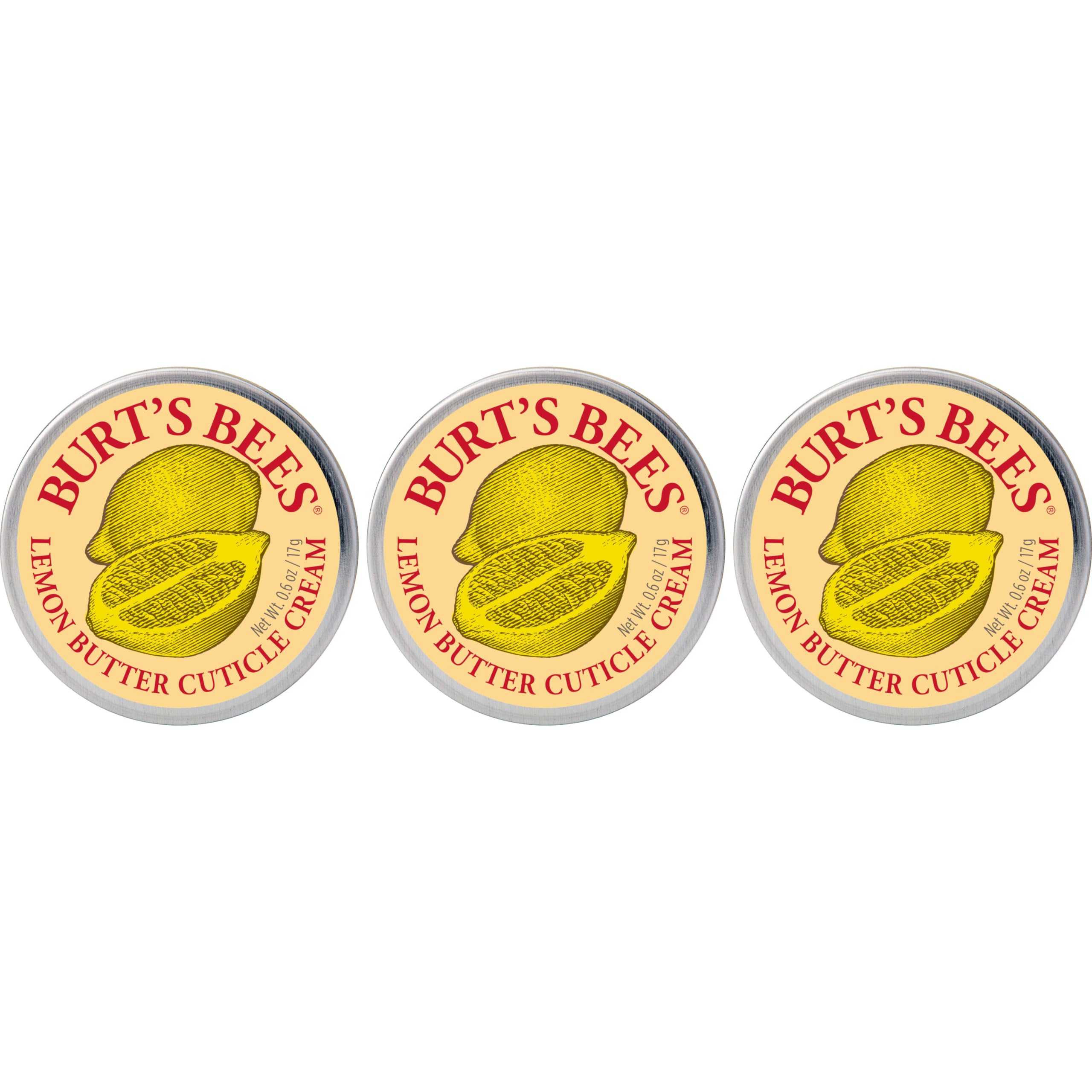 Burts Bees crema de cutículas limón en lata mini para uso rápido.
