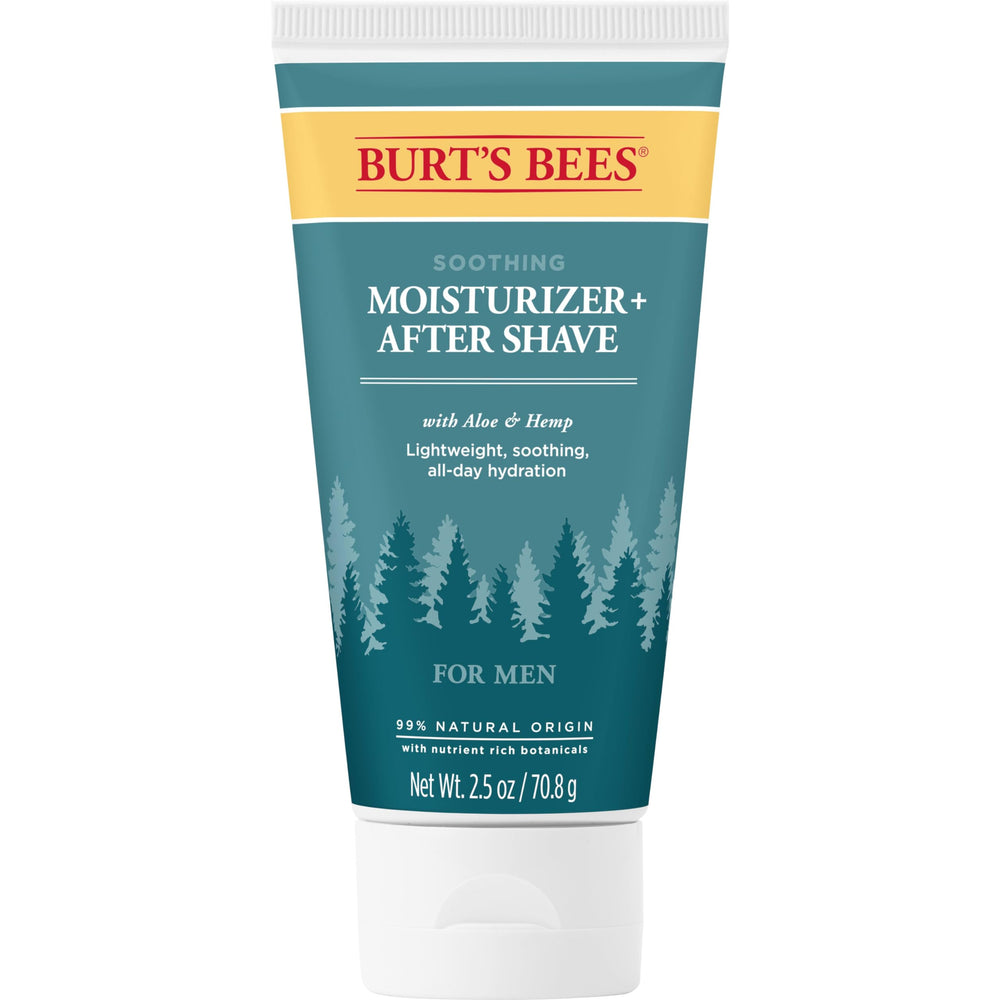 Burts Bees hidratante calmante para hombre en botella de 2.5 oz, uso diario.