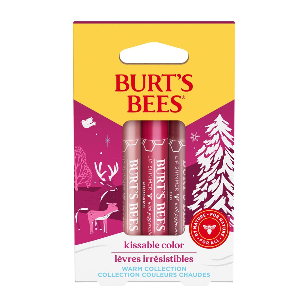 Burts Bees Kissable Color Warm Gift Set con empaque elegante para regalo.