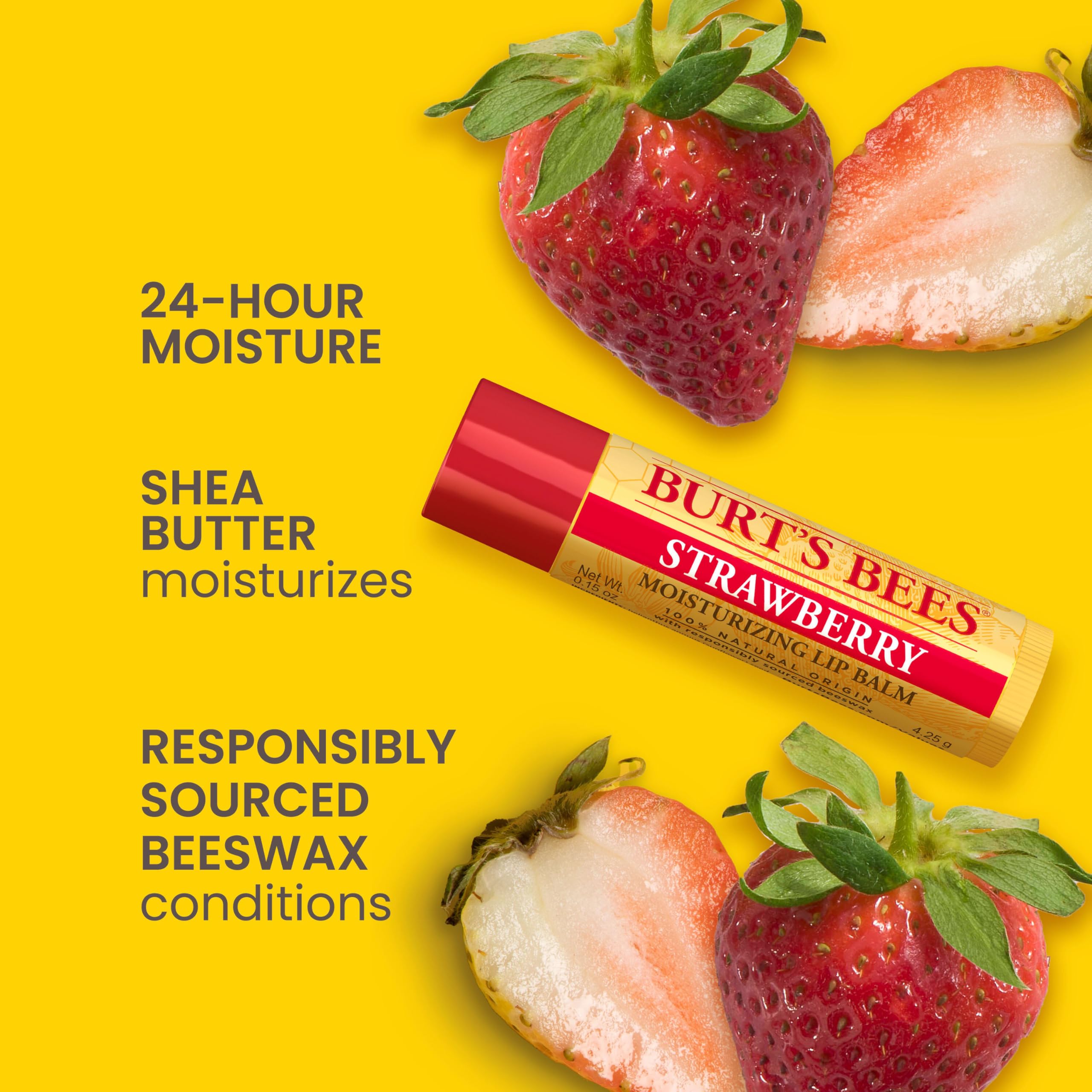 Burts Bees Labial fresa, textura mate para un acabado natural cómodo.