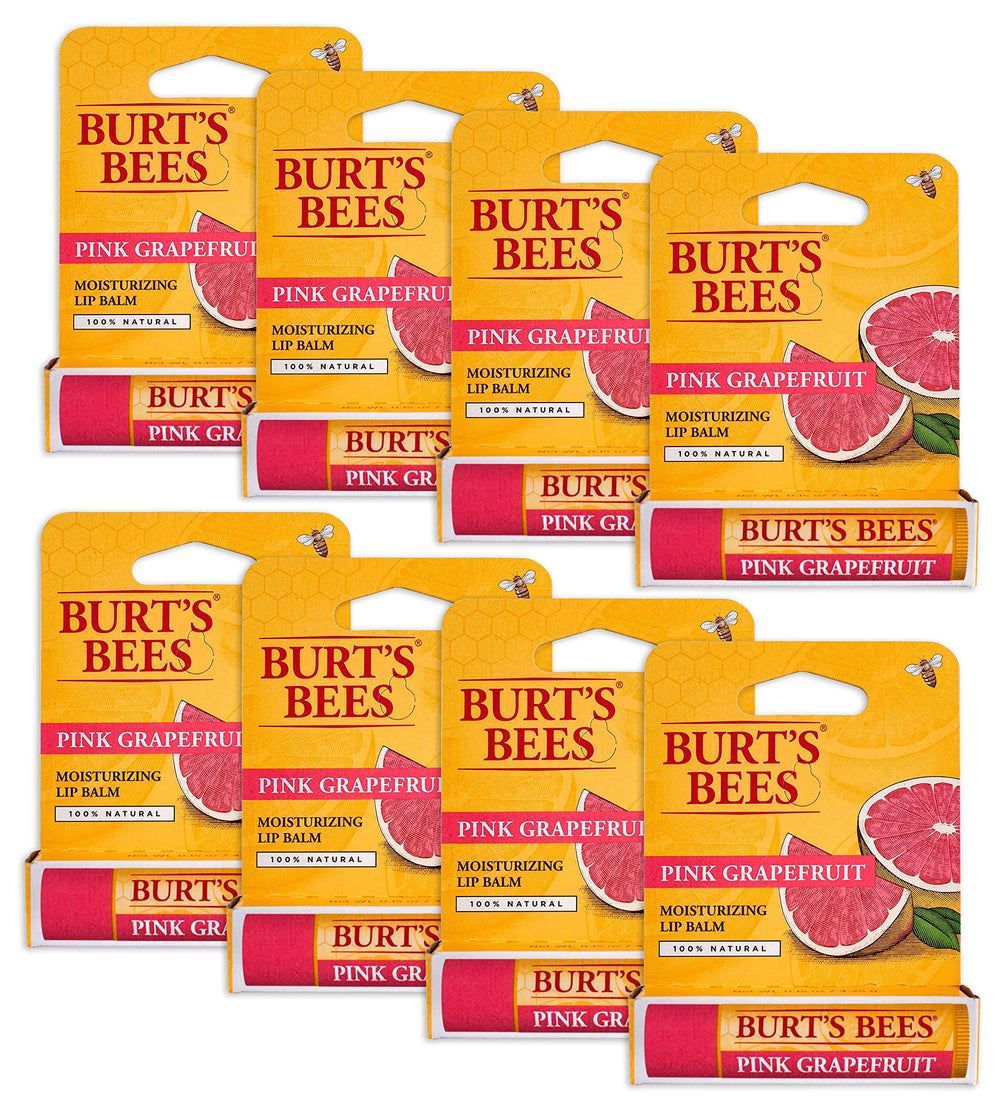 Burts Bees bálsamo labial Pomelo Rosado, textura cremosa para hidratación suave diaria.