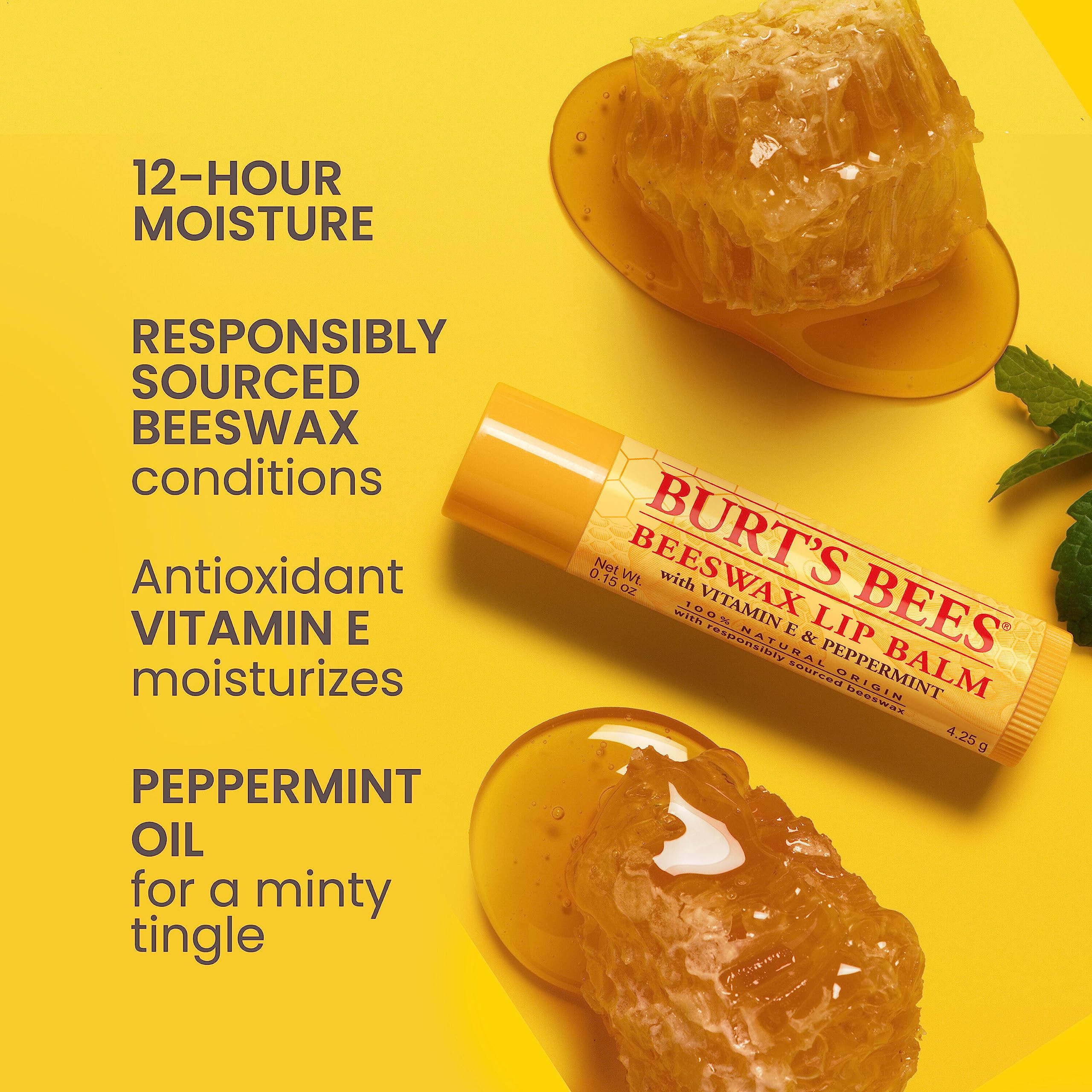 Burts Bees Cucumber Mint lip balm tube for refreshing hydration.